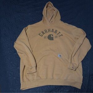 Carhartt Tan Hooded Sweatshirt with Dark Logo